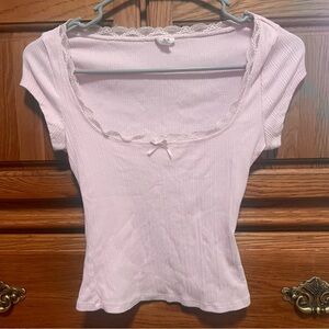 Garage Light Pink Ribbed Crop Top